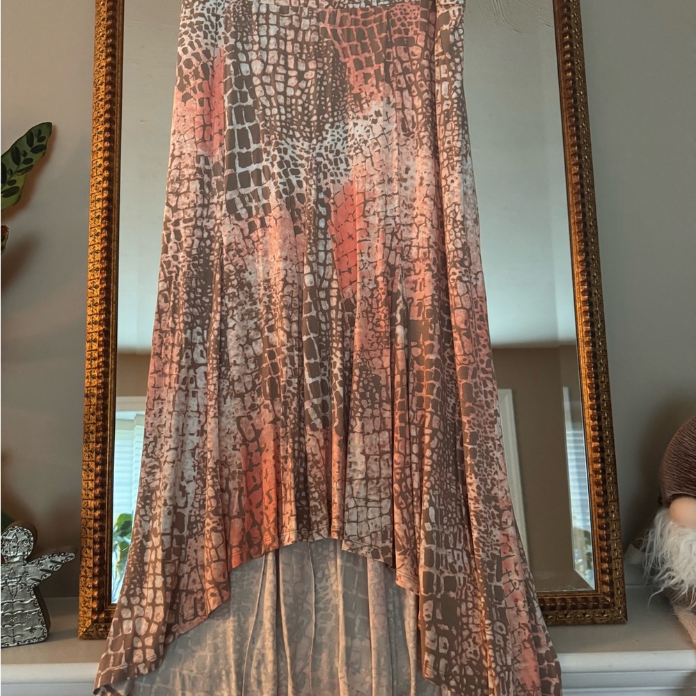 Tommy Bahama High Low Animal Print Skirt - Brown and Pink